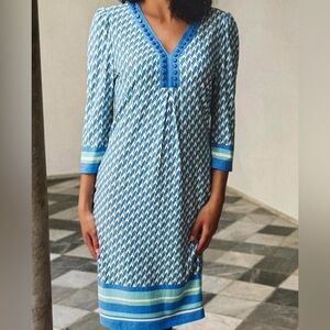 NEW ESQUALO bayside dress in blue print Size Medium